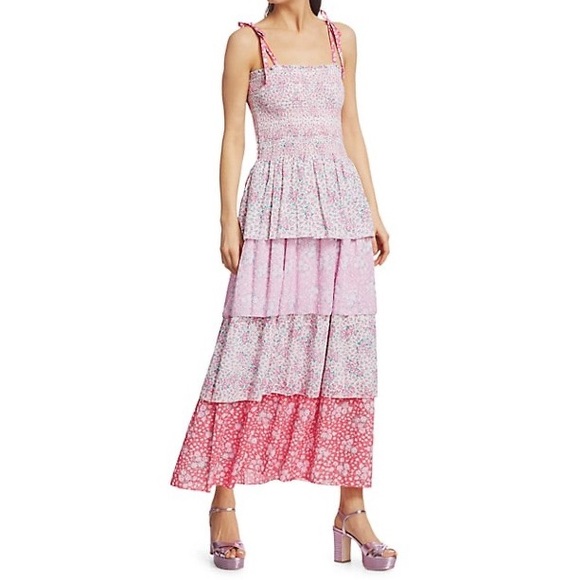 LoveShackFancy Caressa Sleeveless Floral Ruffle Dress - Picture 10 of 15